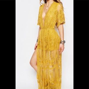 Boho yellow lace dress